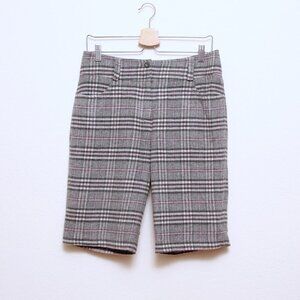 NWT Eunice Plaid Wool Blend High Rise Shorts in Gray